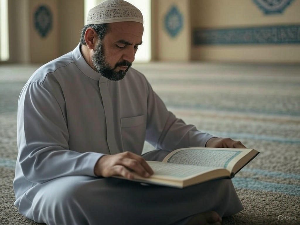 Man studying the Quran